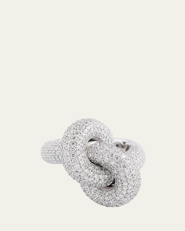 18K White Gold The Legacy Knot Pave Diamond Statement Ring, Big